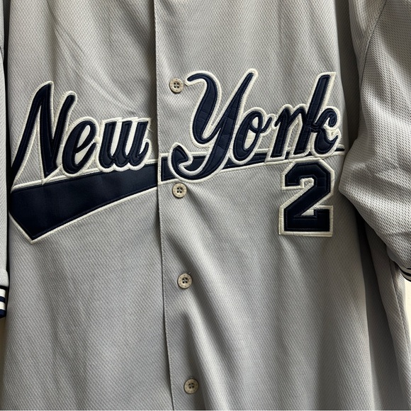 🆕 DELF Button-Down Mesh New York Gray Baseball Short Sleeve Jersey L - Picture 3 of 13